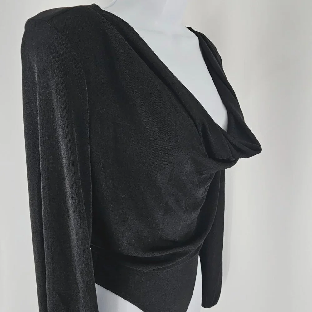 Band Of The Free Black Cowl Neck Long Sleeve Body Suit Women's Size Small NWT - Picture 6 of 14